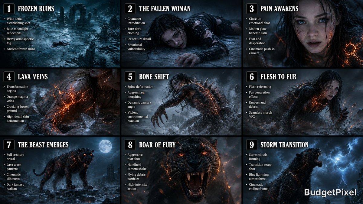 Dark Fantasy Storyboard Infographic AI image template preview