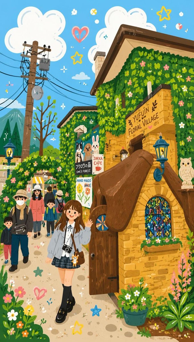 Decorative Folk Flat Illustration AI image template preview
