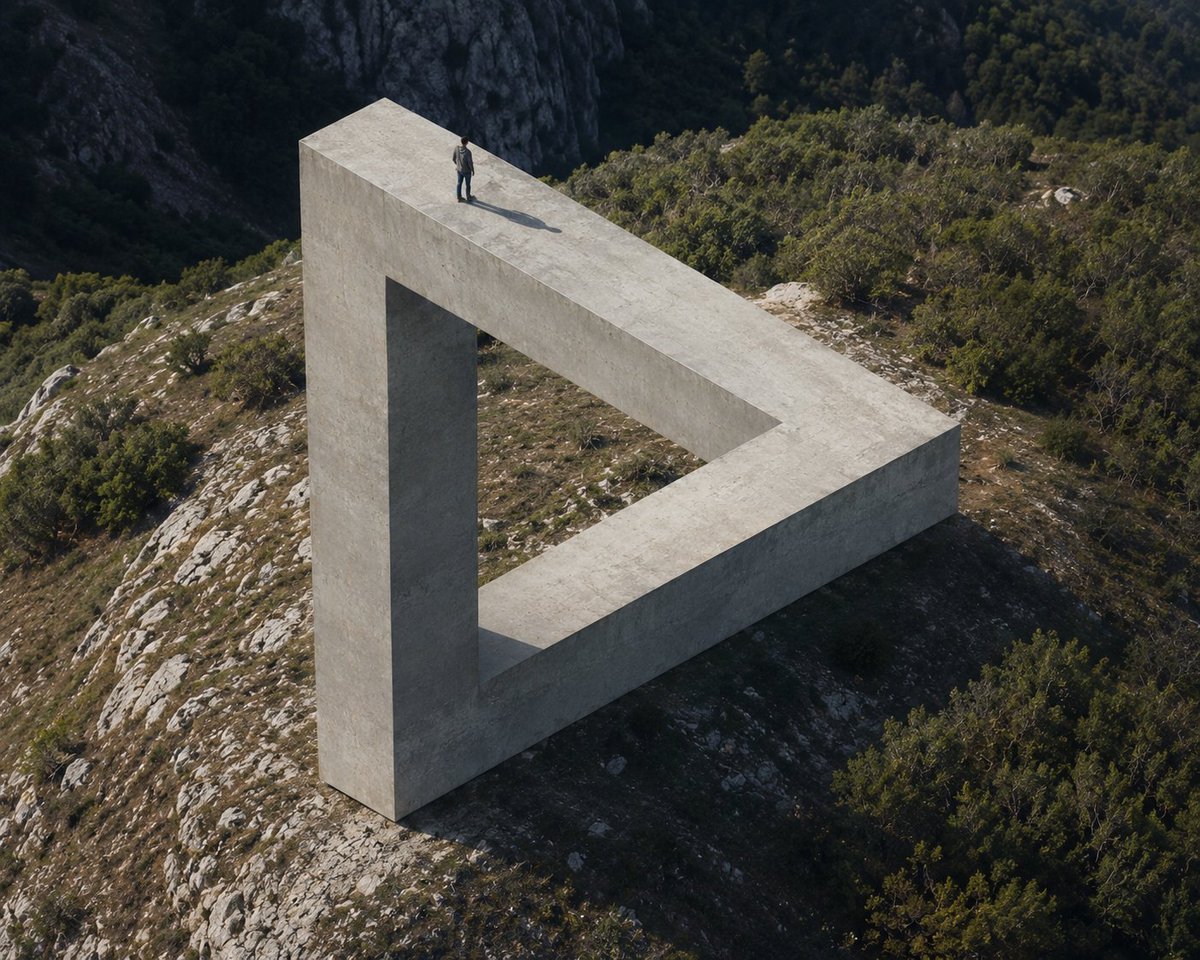 Penrose Impossible Triangle Structure AI image template preview