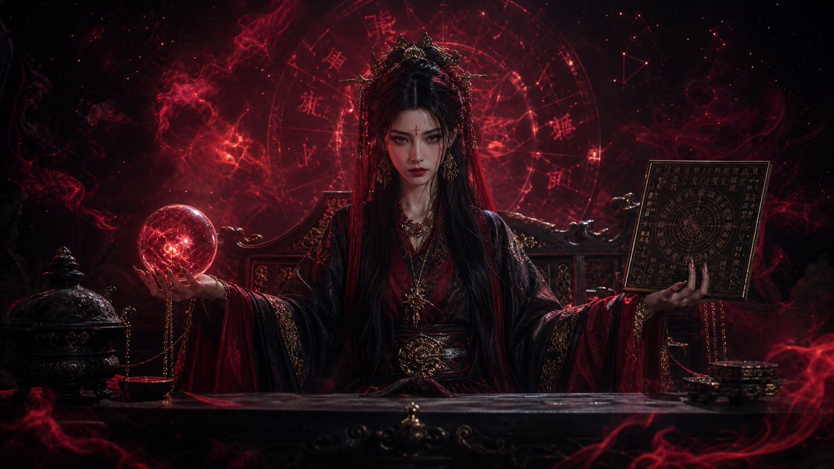 Dark Queen Oriental Diviner Portrait AI image template preview