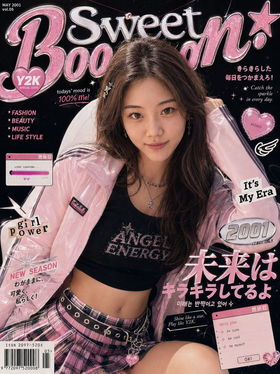 Y2K Fashion Magazine Cover AI image template preview
