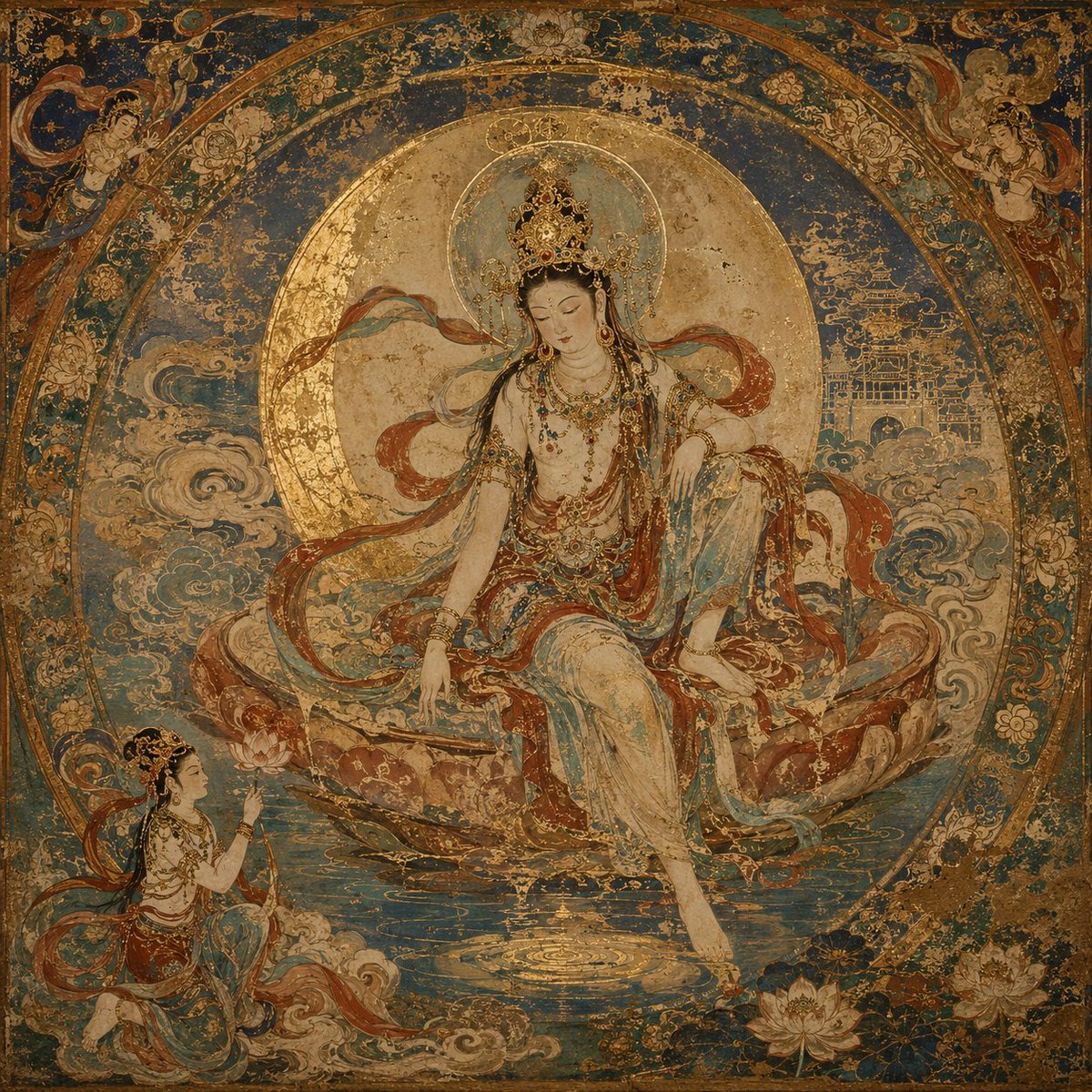 Dunhuang Mural Water Moon Guanyin example 3