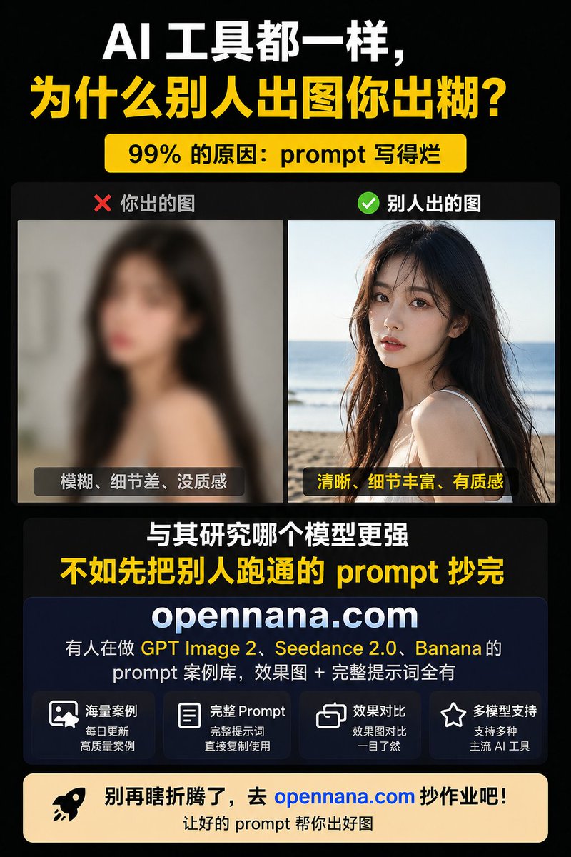 Chinese AI Prompt Comparison Poster AI image template preview