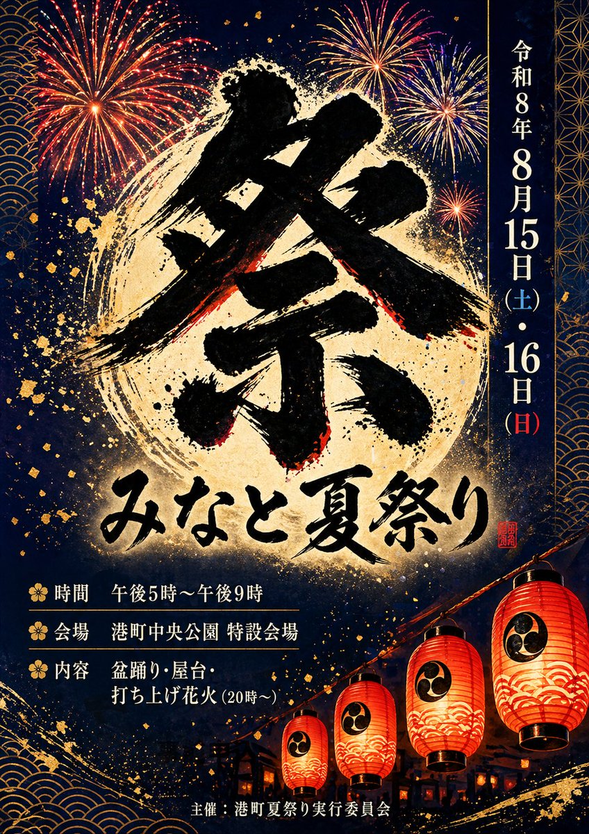 Japanese Summer Festival Poster AI image template preview