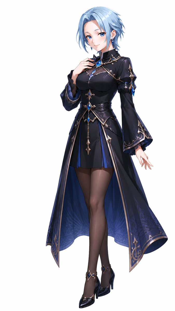 Elegant Blue-Haired Fantasy Woman AI image template preview