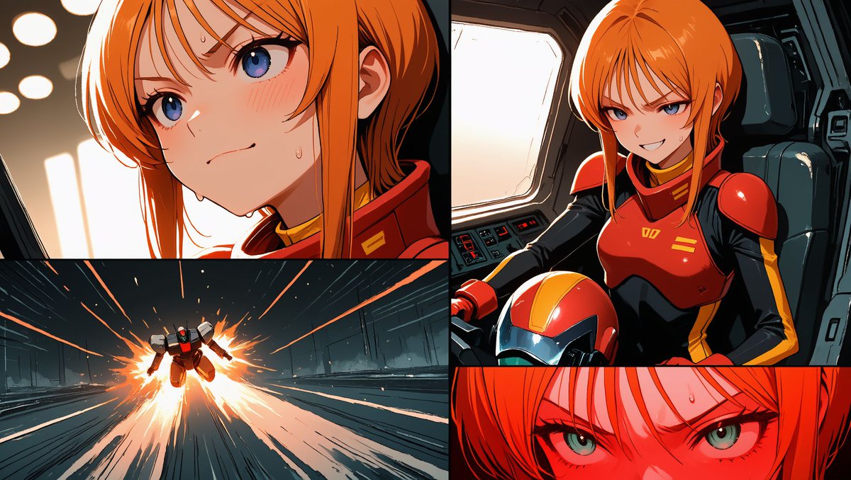 Four-Panel Gundam Pilot Sortie AI image template preview