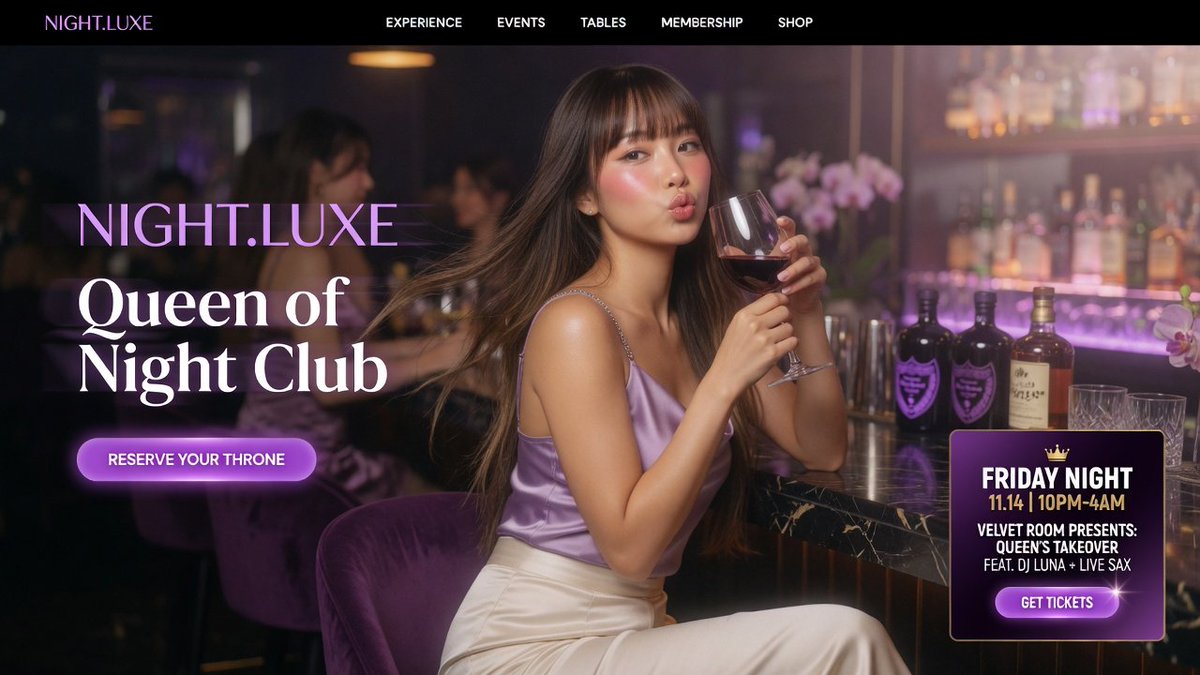 Luxury Nightclub Landing Page AI image template preview