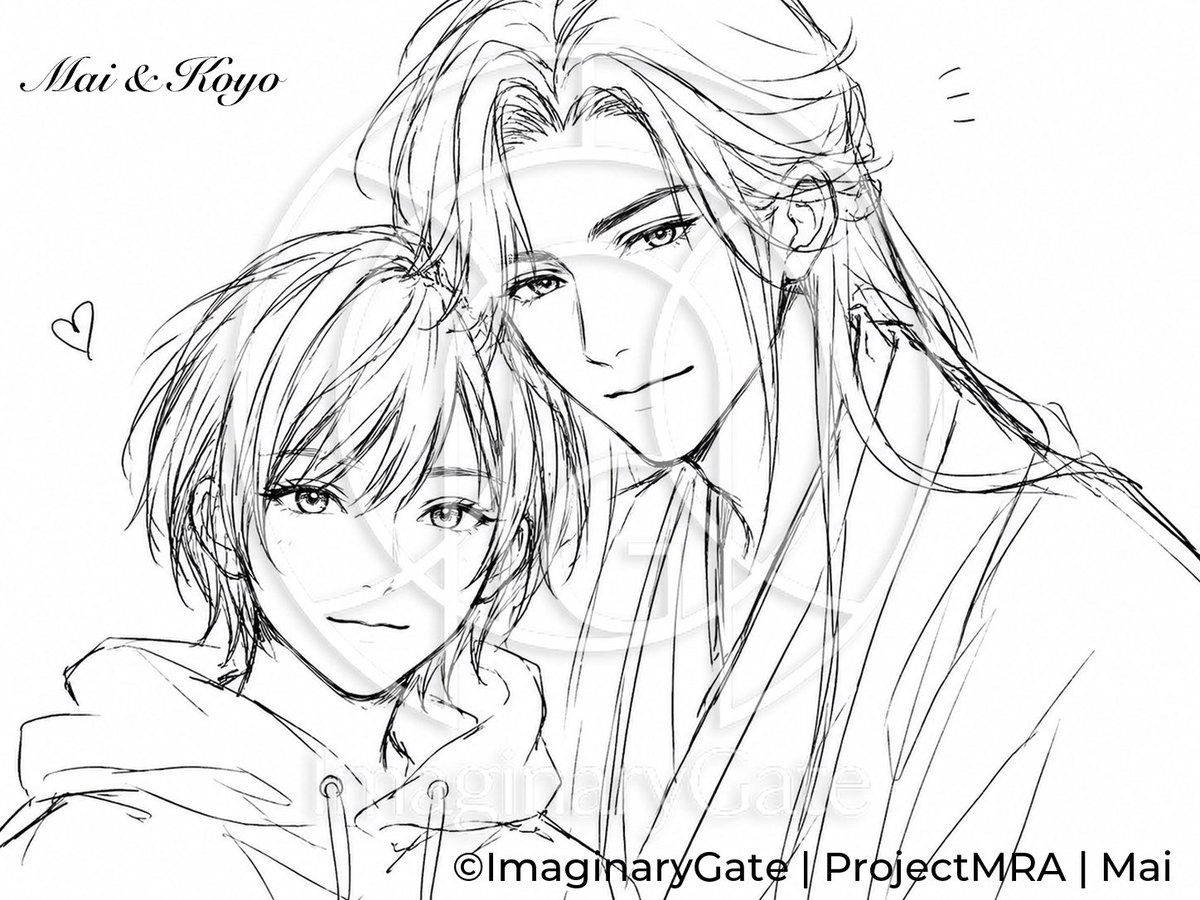 Monochrome Anime Couple Sketch AI image template preview