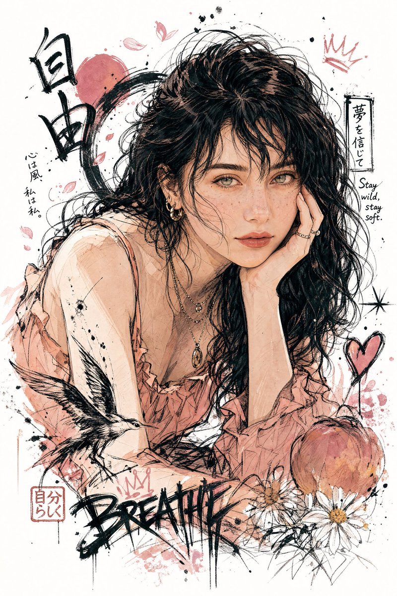 Japanese Graffiti Style Illustration AI image template preview