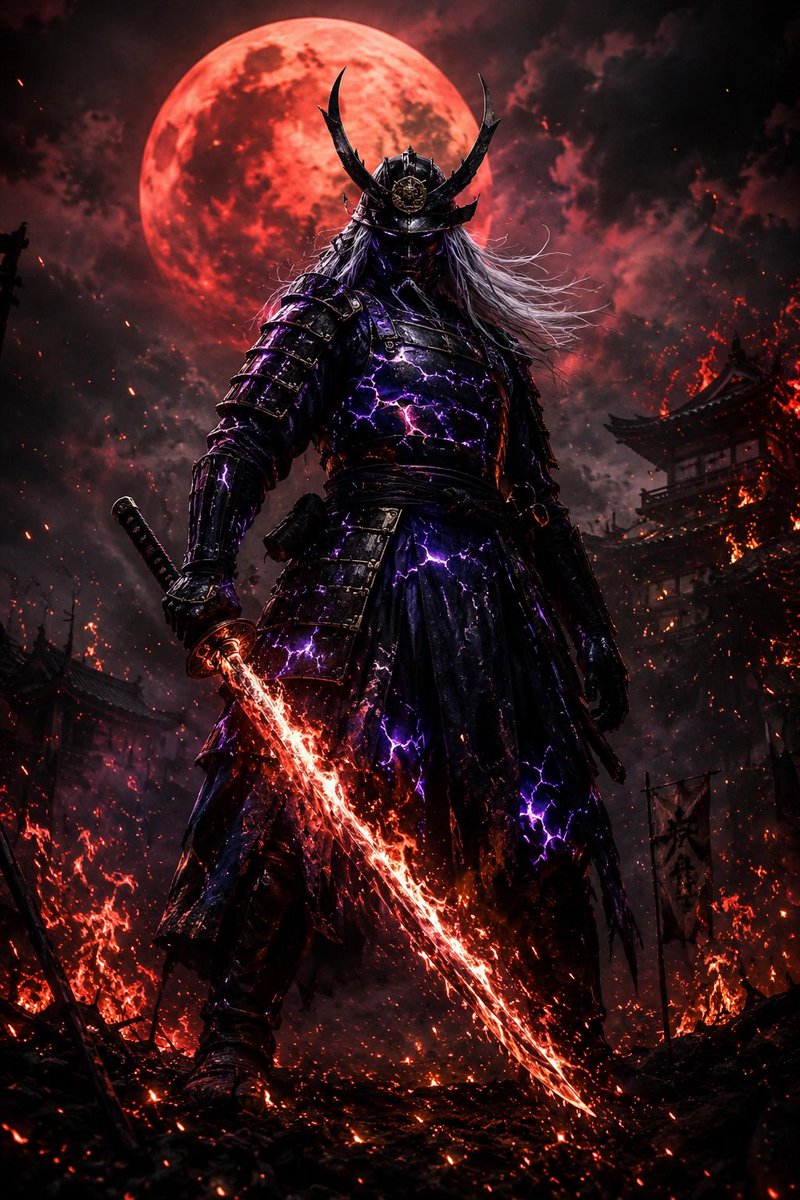Dark Fantasy Samurai Warlord AI image template preview