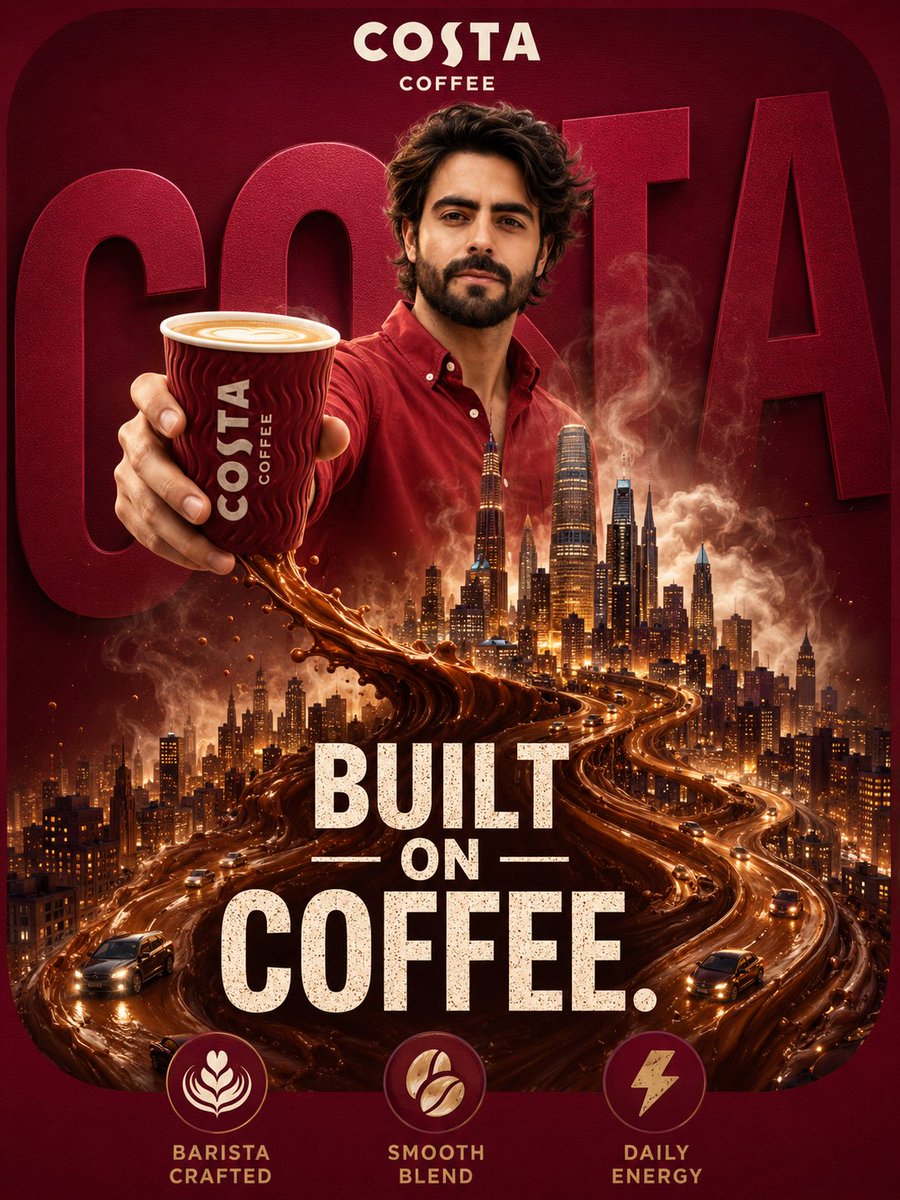 Surreal Coffee Ad Poster AI image template preview