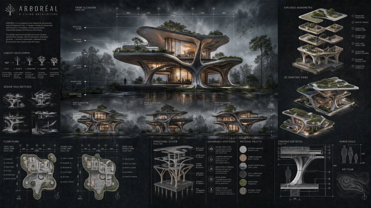 Arboreal Architecture Presentation Board AI image template preview