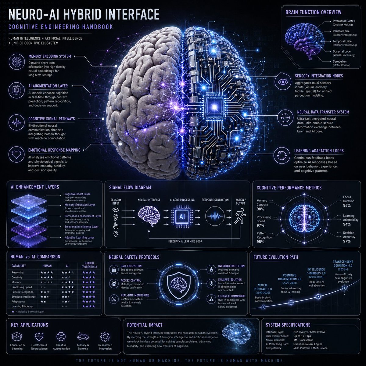 Neuro-AI Hybrid System Infographic AI image template preview