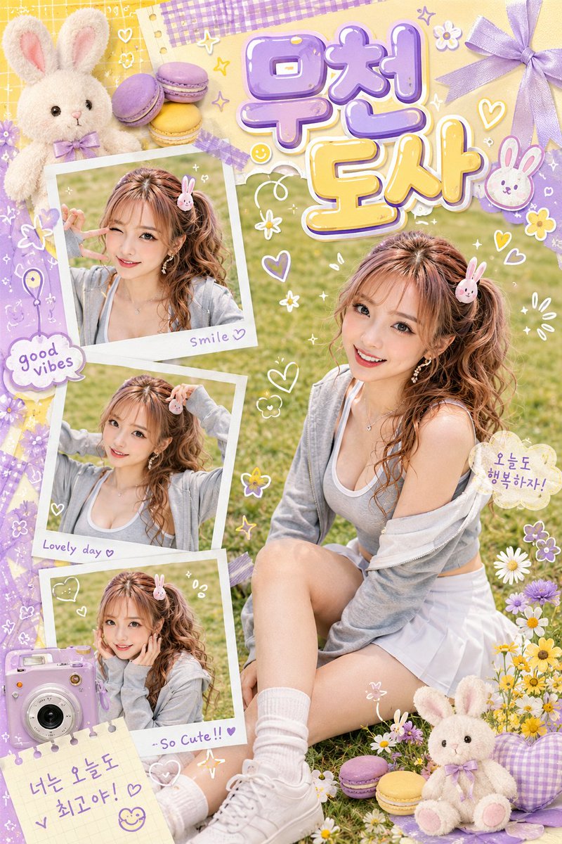 Kawaii Scrapbook Photo Poster AI image template preview