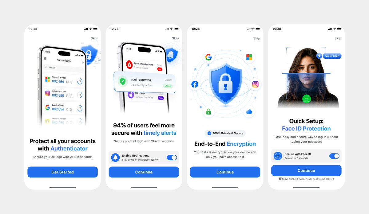 Clean Authenticator Onboarding UI AI image template preview