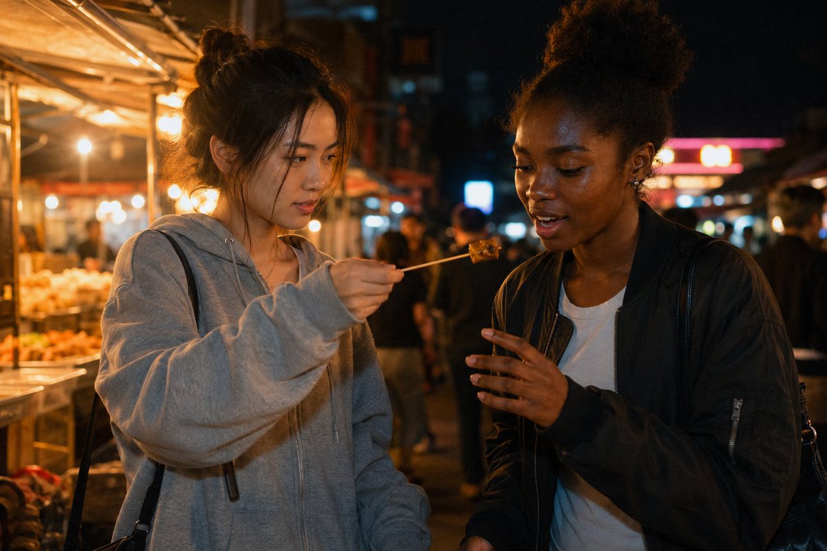 Candid Night Market Food Offering AI image template preview