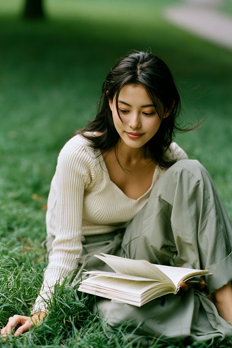 Candid Park Reading Portrait AI image template preview