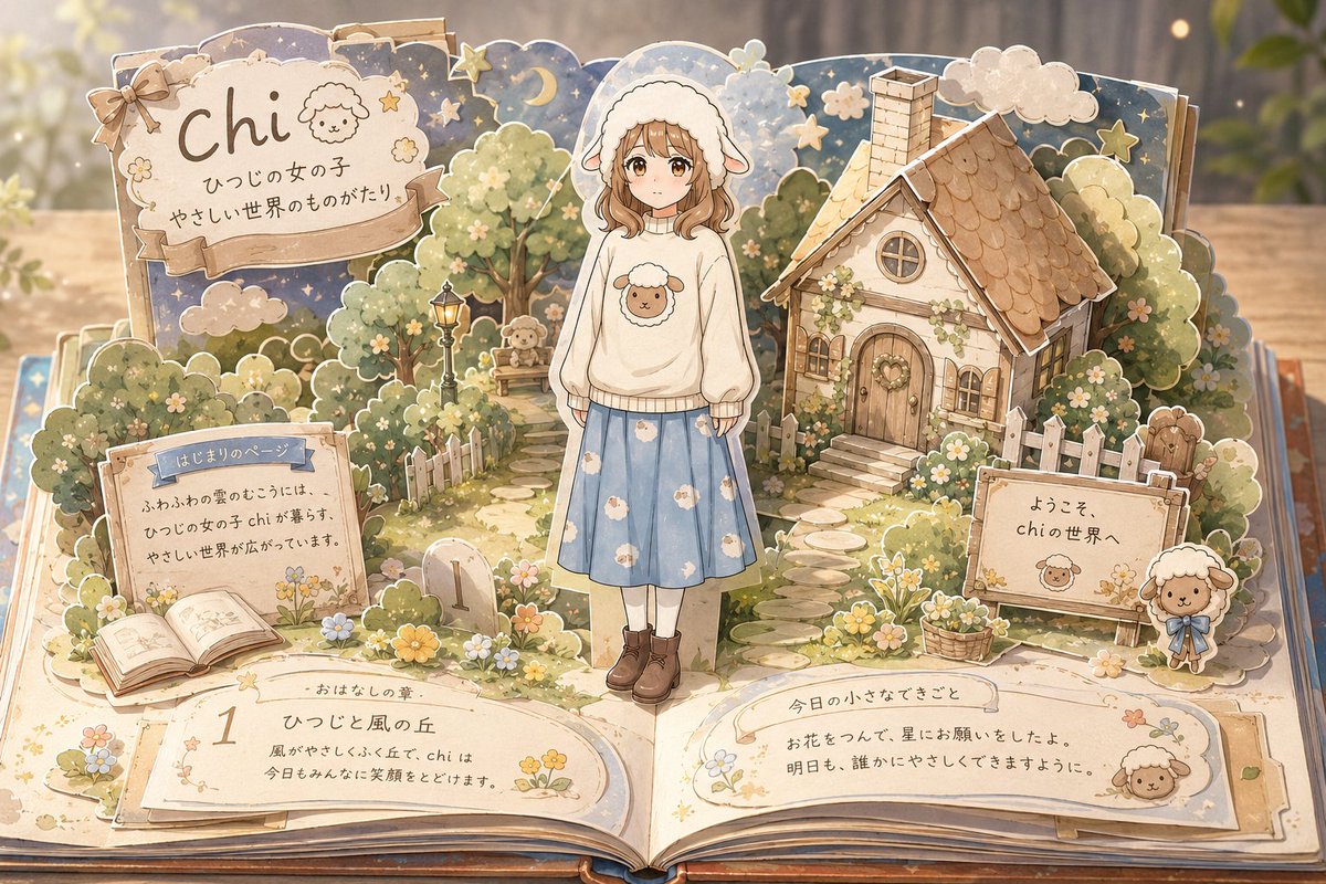 Sheep Girl Pop-Up Storybook AI image template preview