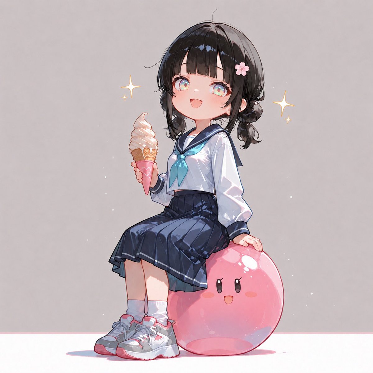 Anime Schoolgirl on Pink Slime AI image template preview