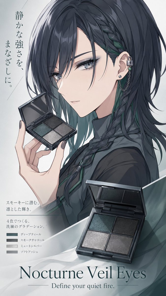 Nocturne Veil Eyes Anime Beauty Poster AI image template preview