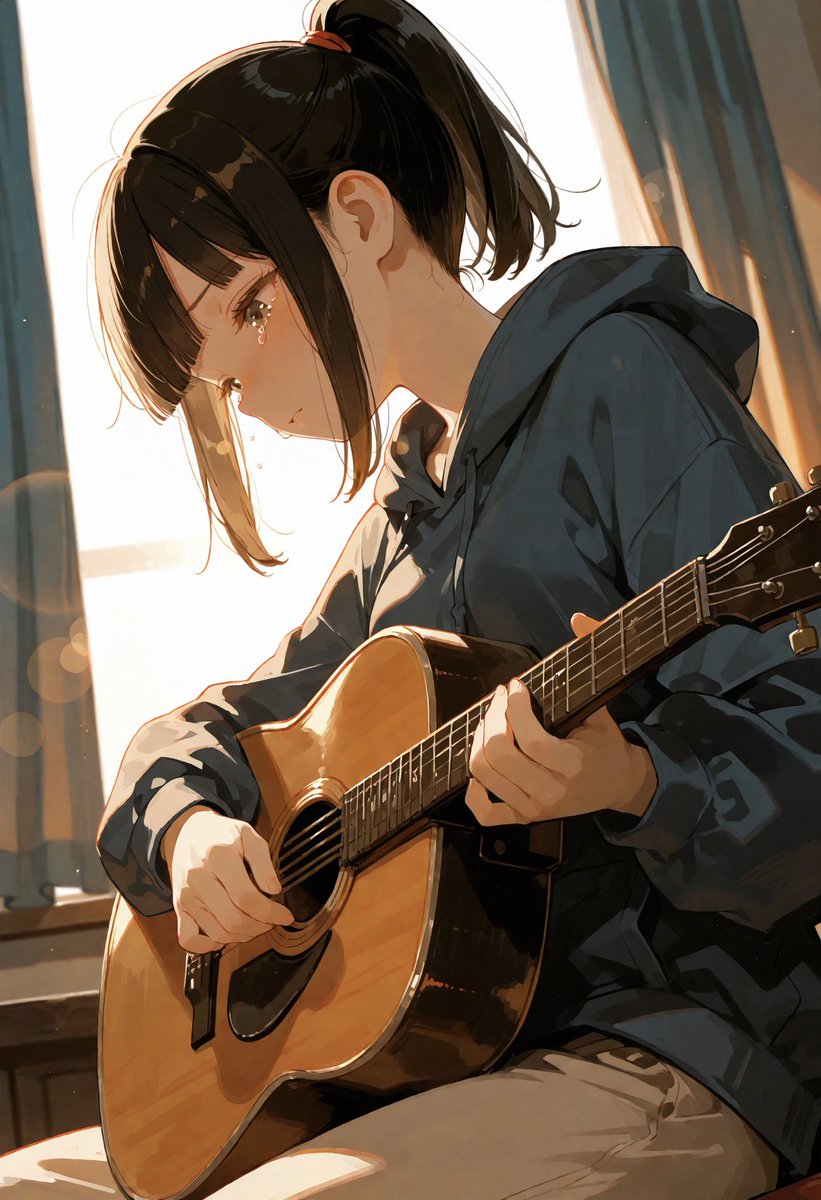 Golden Hour Guitar Bedroom Scene example 2
