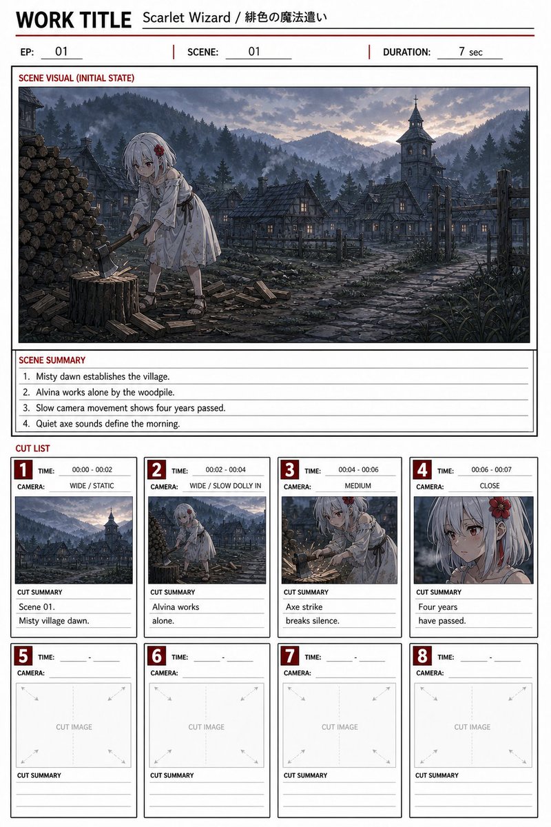 Anime Storyboard Sheet AI image template preview