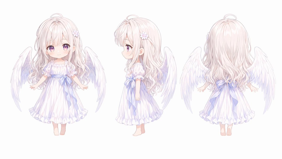 Chibi Angel Three-View Turnaround AI image template preview