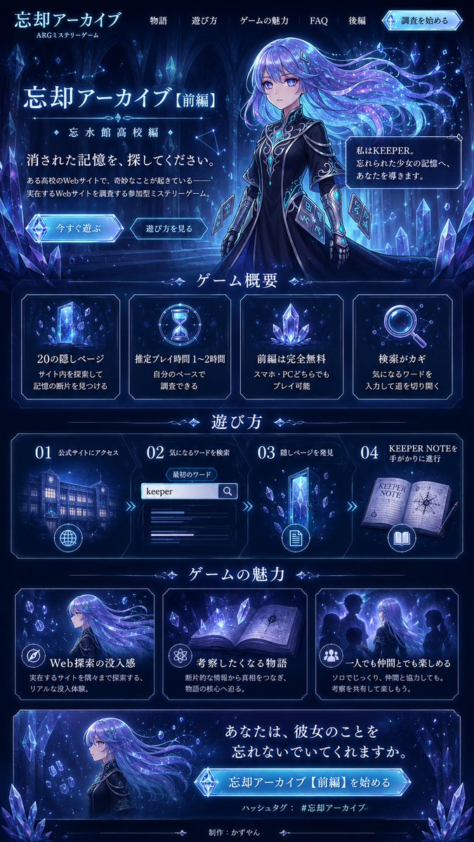 Forgotten Archive ARG Landing Page AI image template preview
