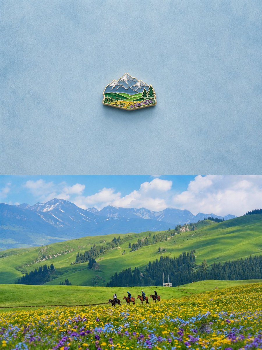 Alpine Landscape Souvenir Magnet AI image template preview