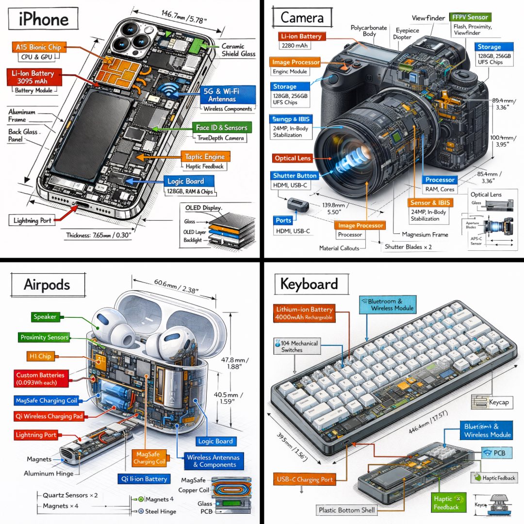 Technical Isometric Teardown Infographic AI image template preview