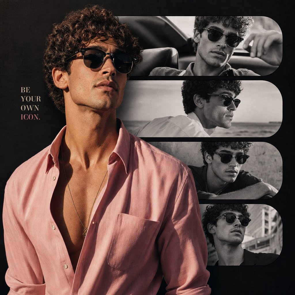 Fashion Portrait Collage Poster AI image template preview