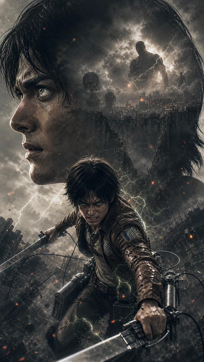 Attack on Titan Anime Poster AI image template preview