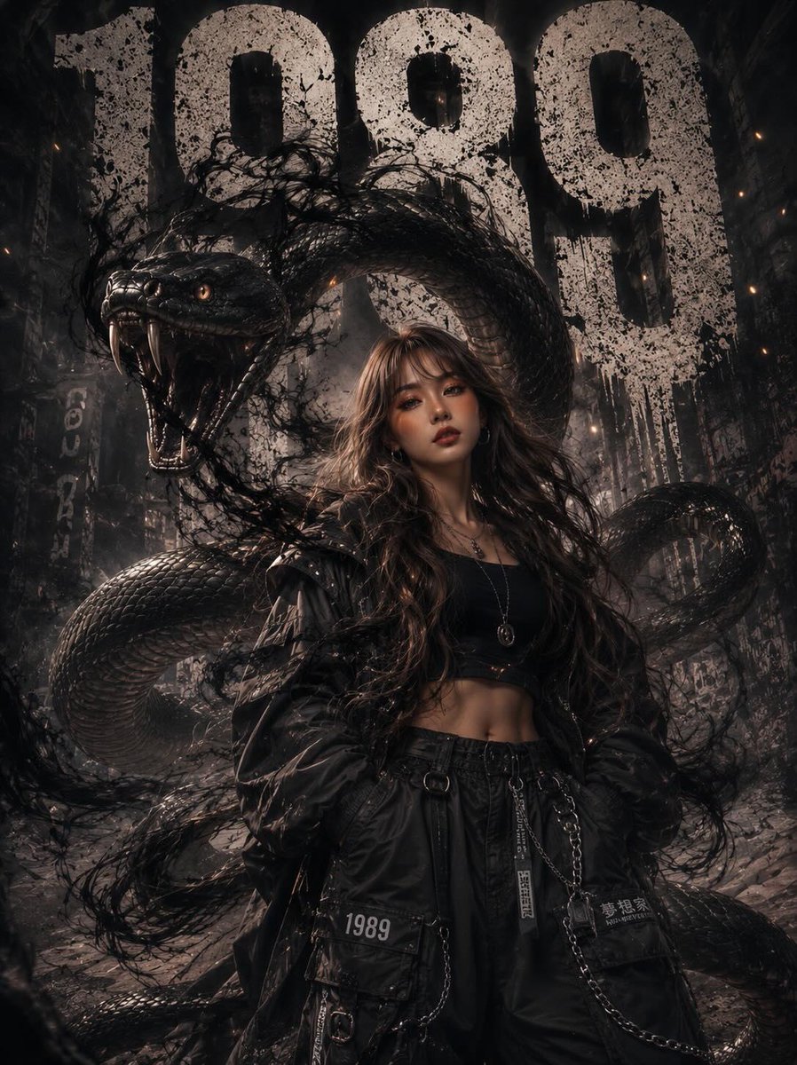 Monochrome Fashion Python Portrait AI image template preview