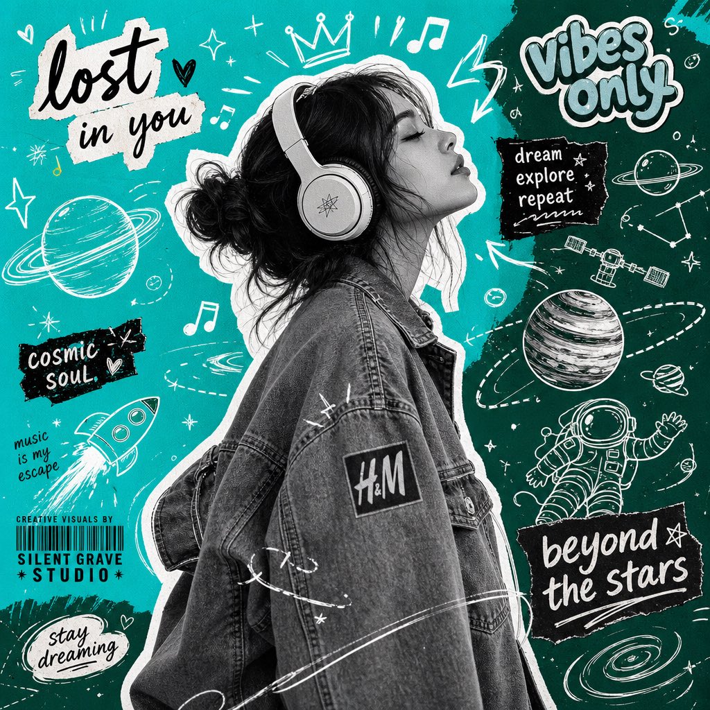 Y2K Scrapbook Collage Poster AI image template preview
