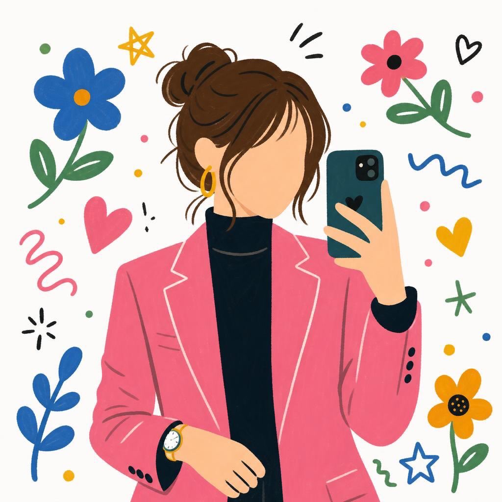 Flat Cartoon Faceless Girl Illustration AI image template preview