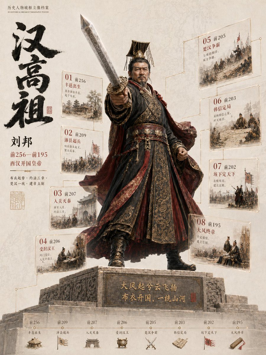 3D Historical Biography Poster Template AI image template preview