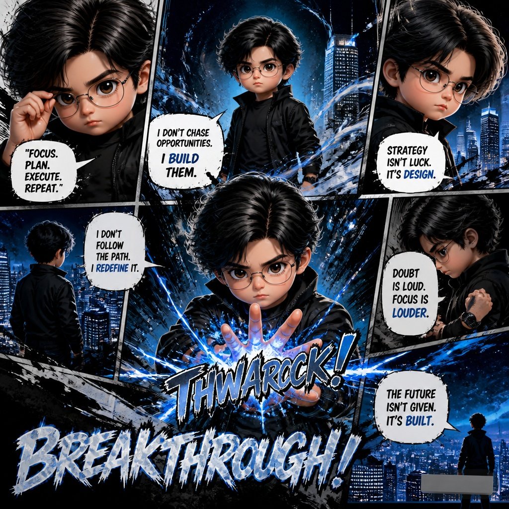 Motivational Comic Breakthrough Poster AI image template preview