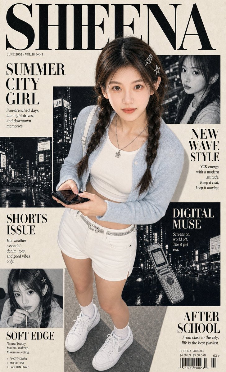 Y2K City Girl Magazine Cover AI image template preview