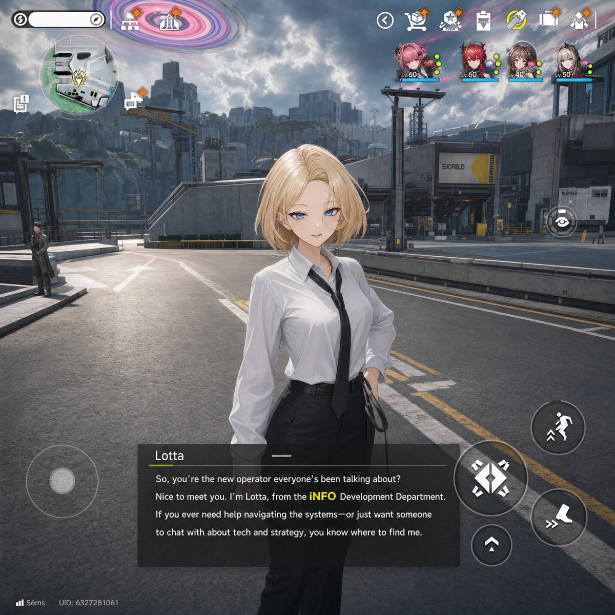 Sci-Fi Gacha RPG Dialogue Screenshot AI image template preview