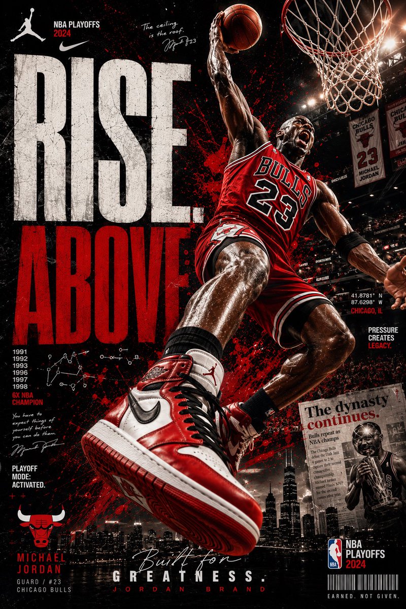 Rise Above Basketball Playoff Poster AI image template preview