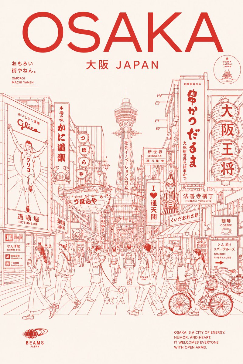Osaka Red Line Travel Poster AI image template preview