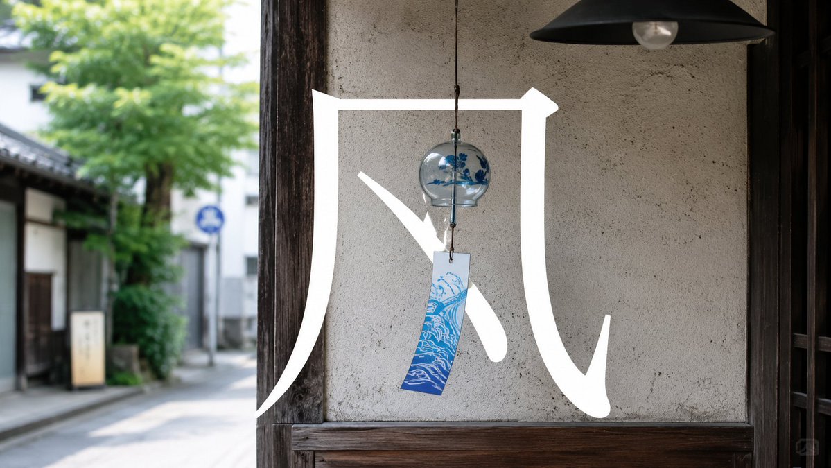 Japanese Wind Chime Calligraphy Photo AI image template preview