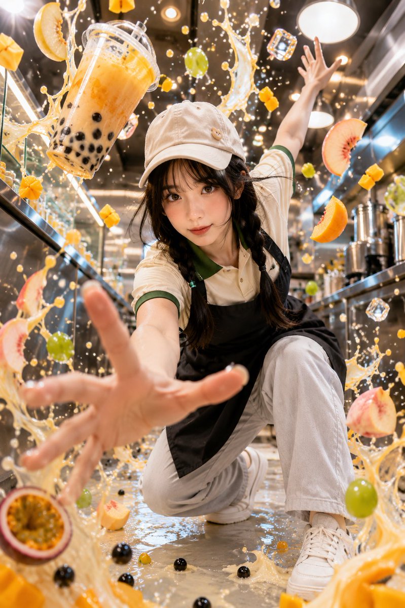 Tropical Bubble Tea Explosion AI image template preview