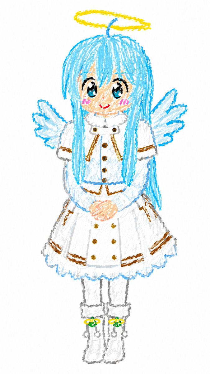 Crayon Chibi Angel Girl AI image template preview