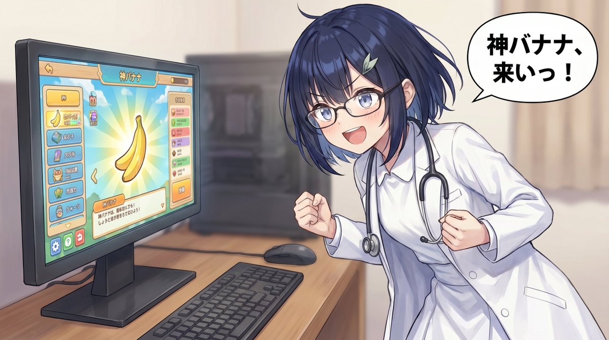 Anime Doctor Summoning Divine Banana AI image template preview