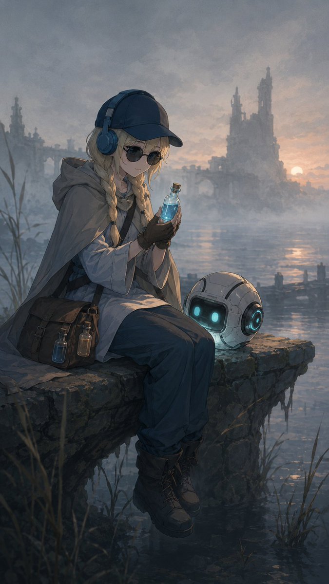 Traveling Alchemist at Misty Ruins AI image template preview