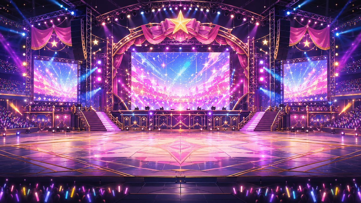 Neon VTuber Arena Stage AI image template preview