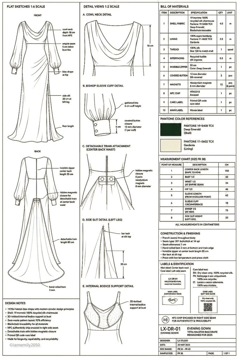 Technical Fashion Specification Sheet AI image template preview