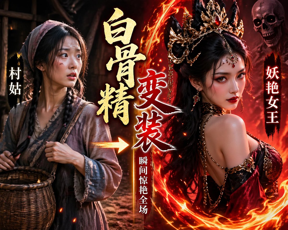 Fantasy Demon Transformation Cover AI image template preview