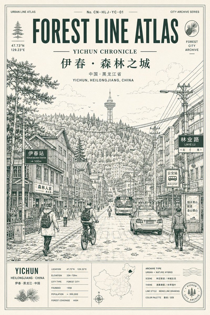 Urban Line Atlas Poster AI image template preview